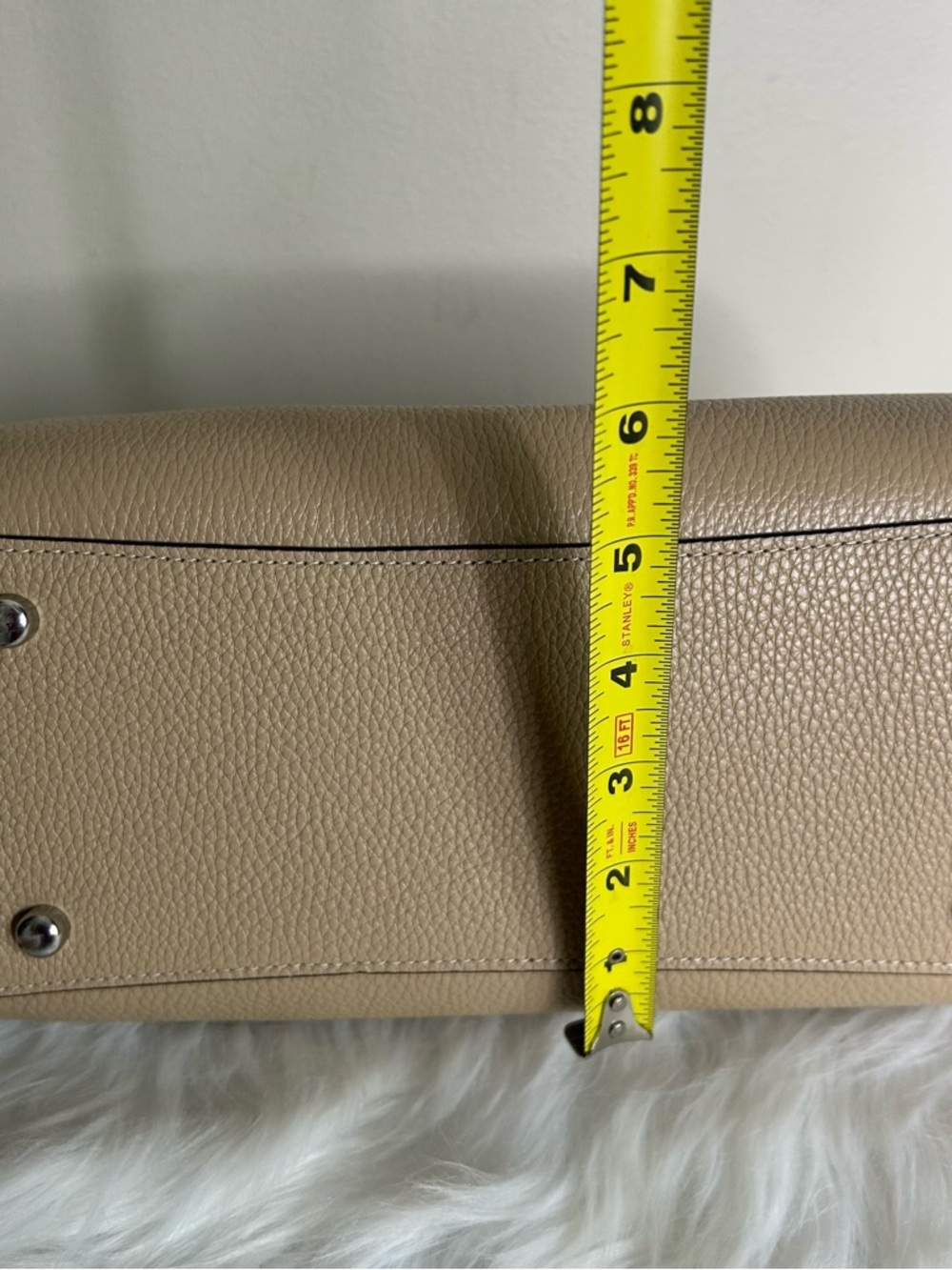 Coach Rowan Satchel Taupe Chalk White Pebbled Leather Bag Excellent - Picture 13 of 13